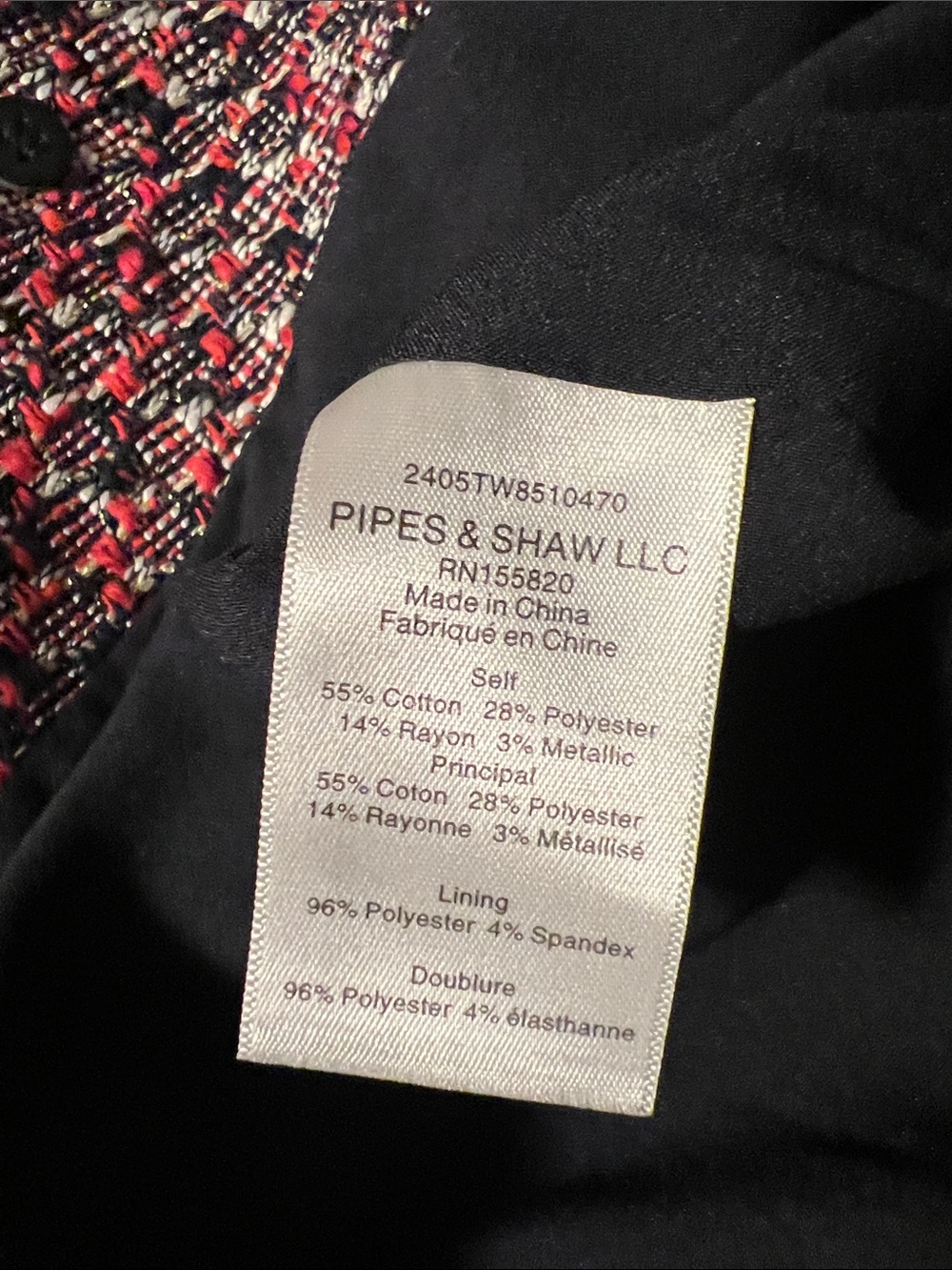 Veronica Beard Red, Navy & White Tweed Cropped Blazer - Picture 10 of 10